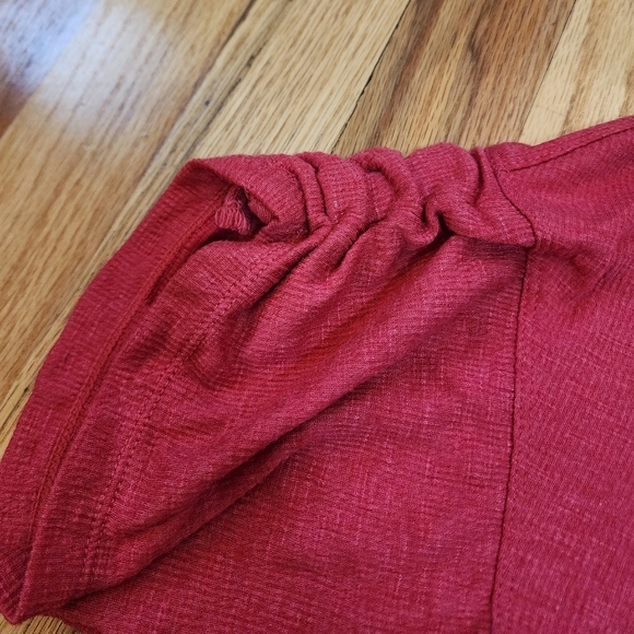 Max Studio Short sleeve frill sleeves oversized relaxed fit shirt red size small - Picture 4 of 7